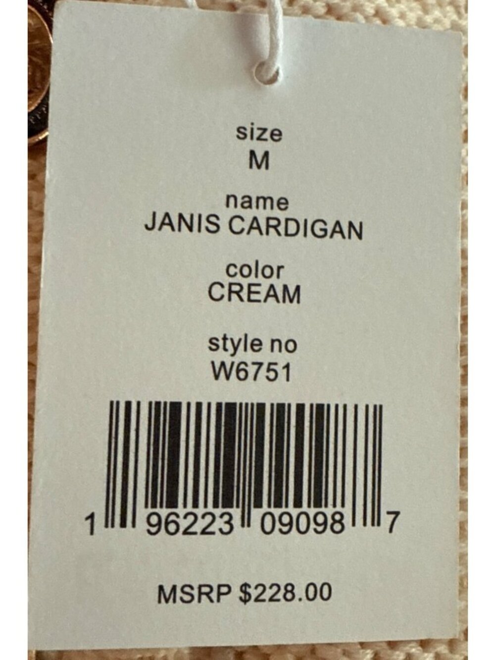 Walter Baker Janis Cream Cardigan for Women - Medium, New with Tags - Picture 4 of 5